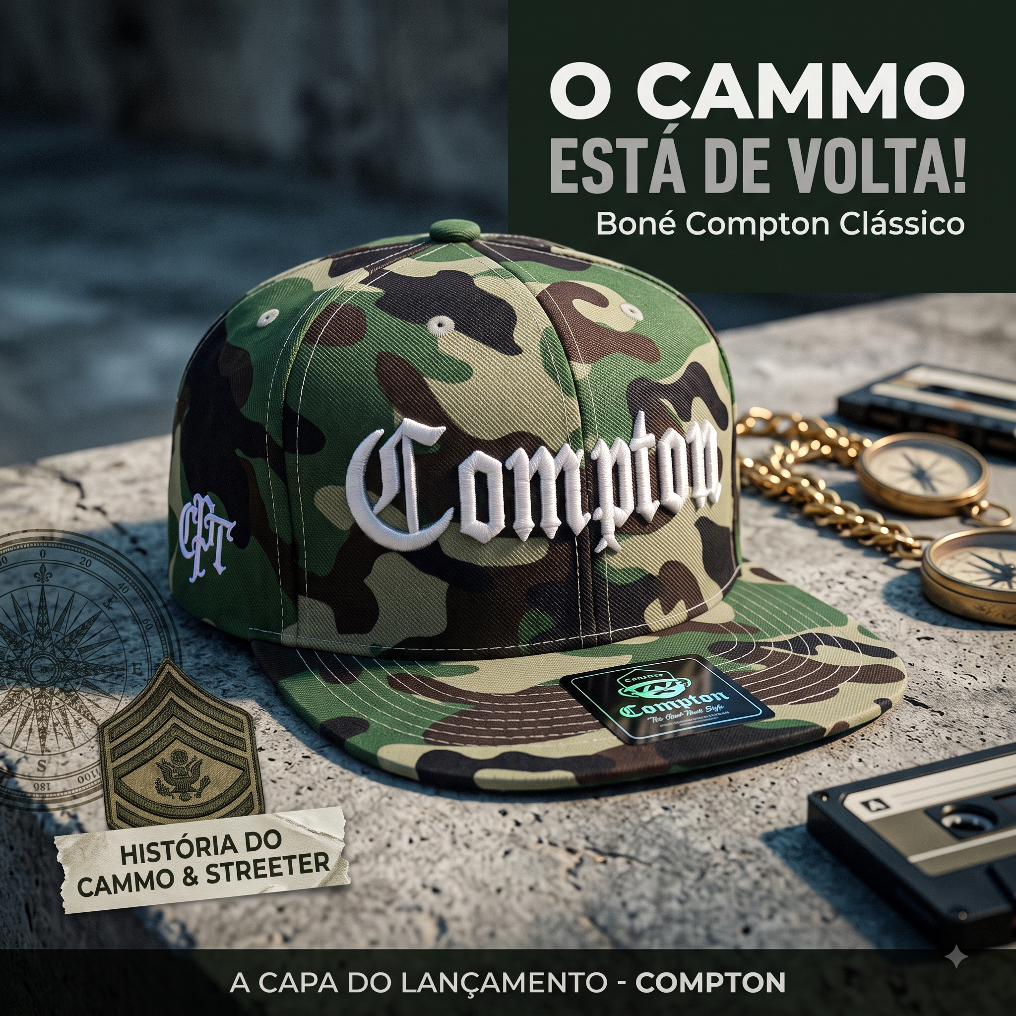 A Volta Perfeita do Camuflado: Conheça o Novo Boné Snapback Compton Clássico - Cammo