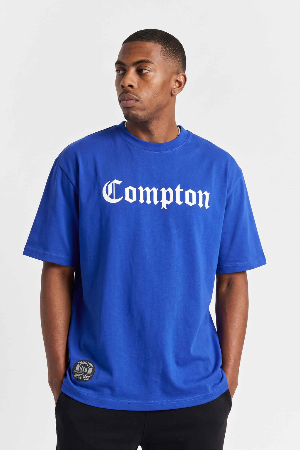 Camiseta Oversized Compton Masculina Streetwear Azul