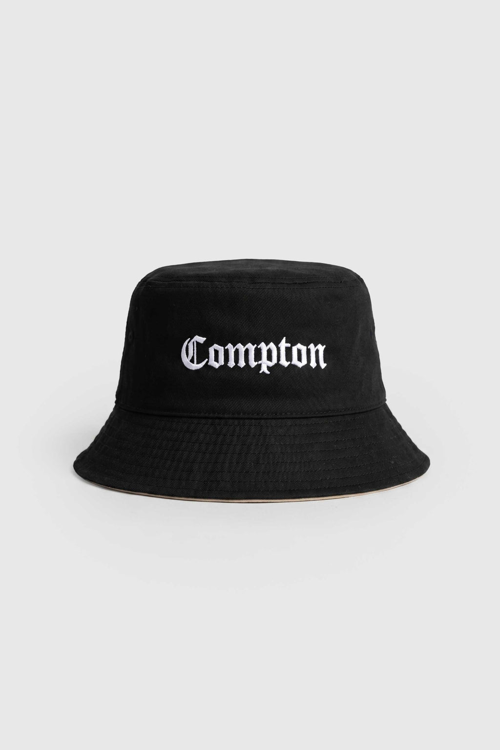 Bucket Hat Compton Dupla Face Streetwear Preto e Caqui
