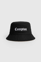 Bucket Hat Compton Dupla Face Streetwear Preto e Caqui