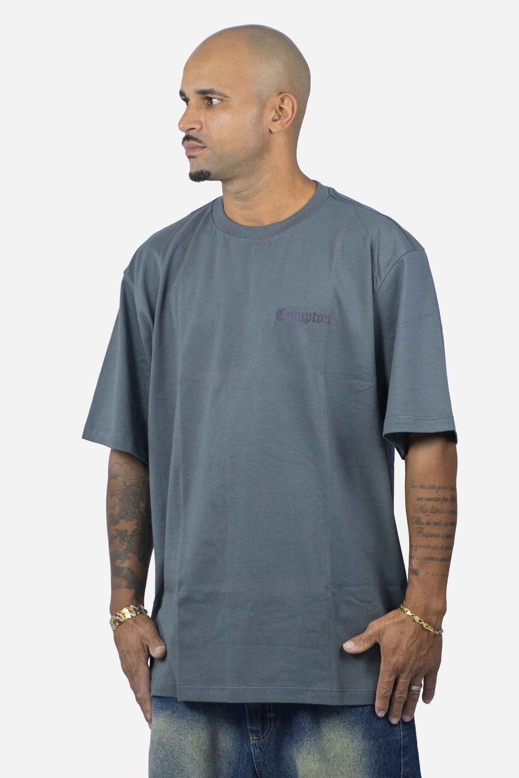 Camiseta Compton Oversized Refletiva Luminous Cinza