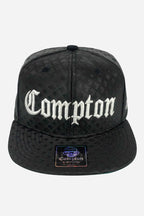 Boné Compton Aba Reta Classic Couro Preto