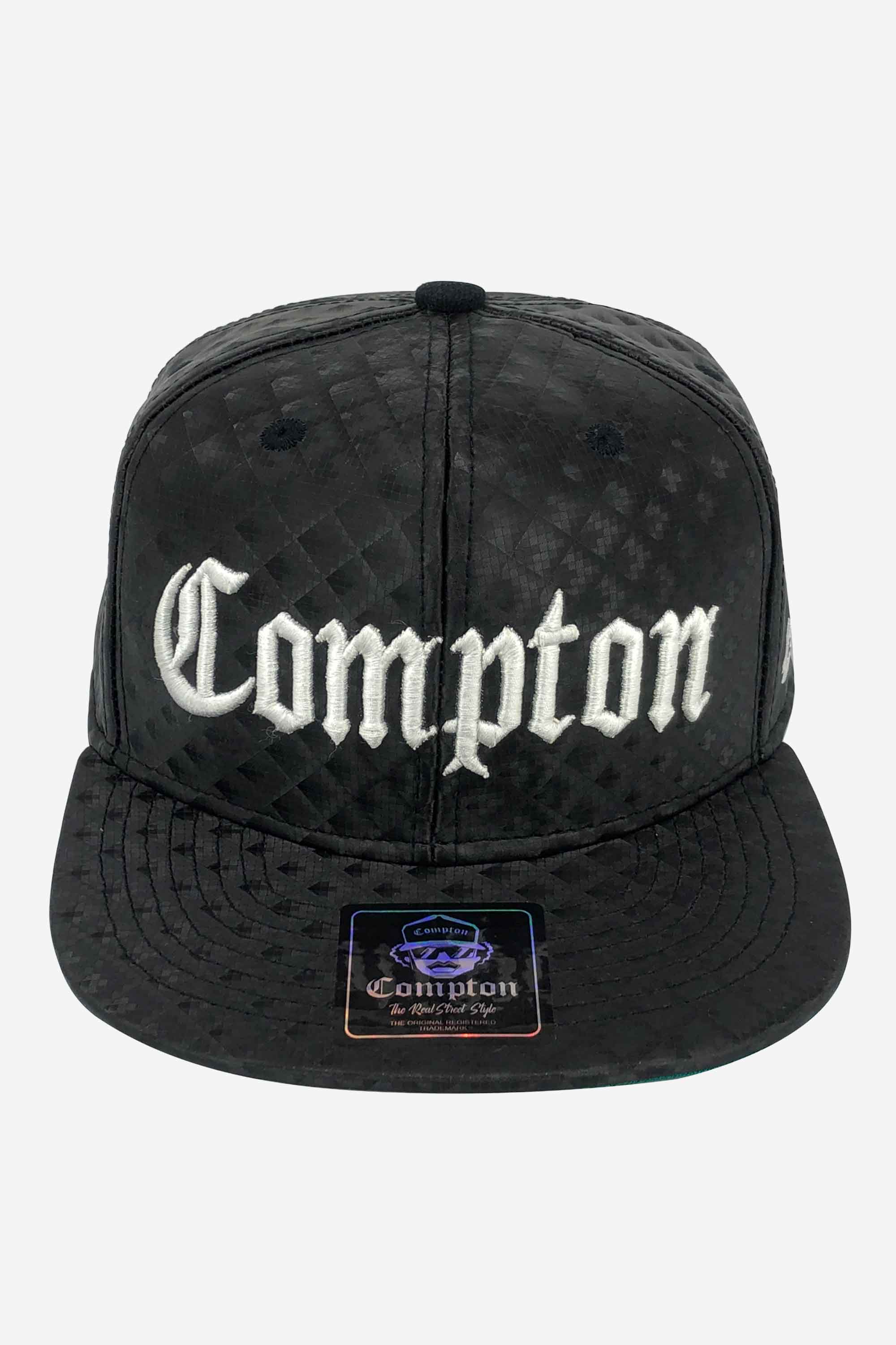 Boné Compton Aba Reta Classic Couro Preto