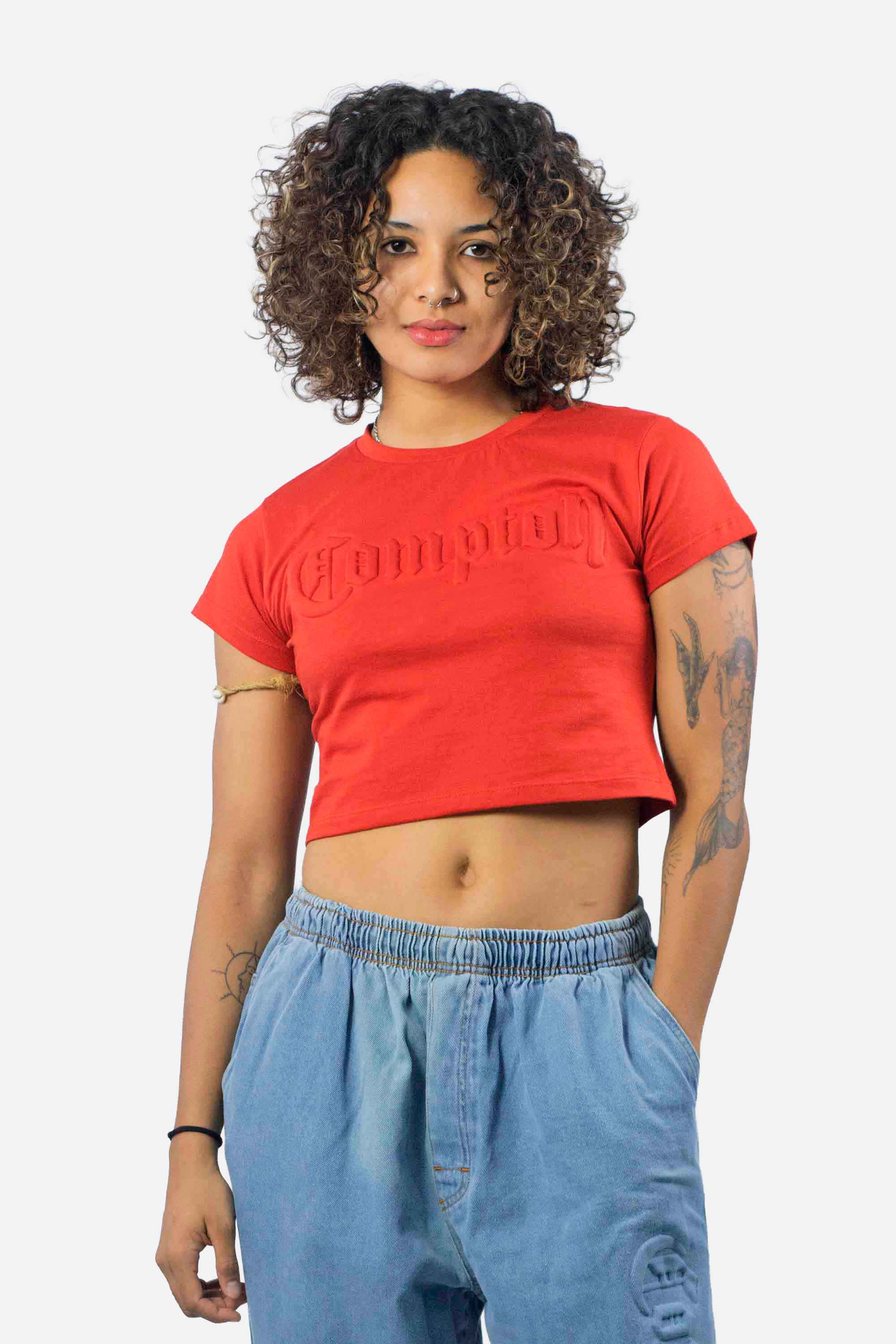 Cropped Compton Relevo 3D Vermelho
