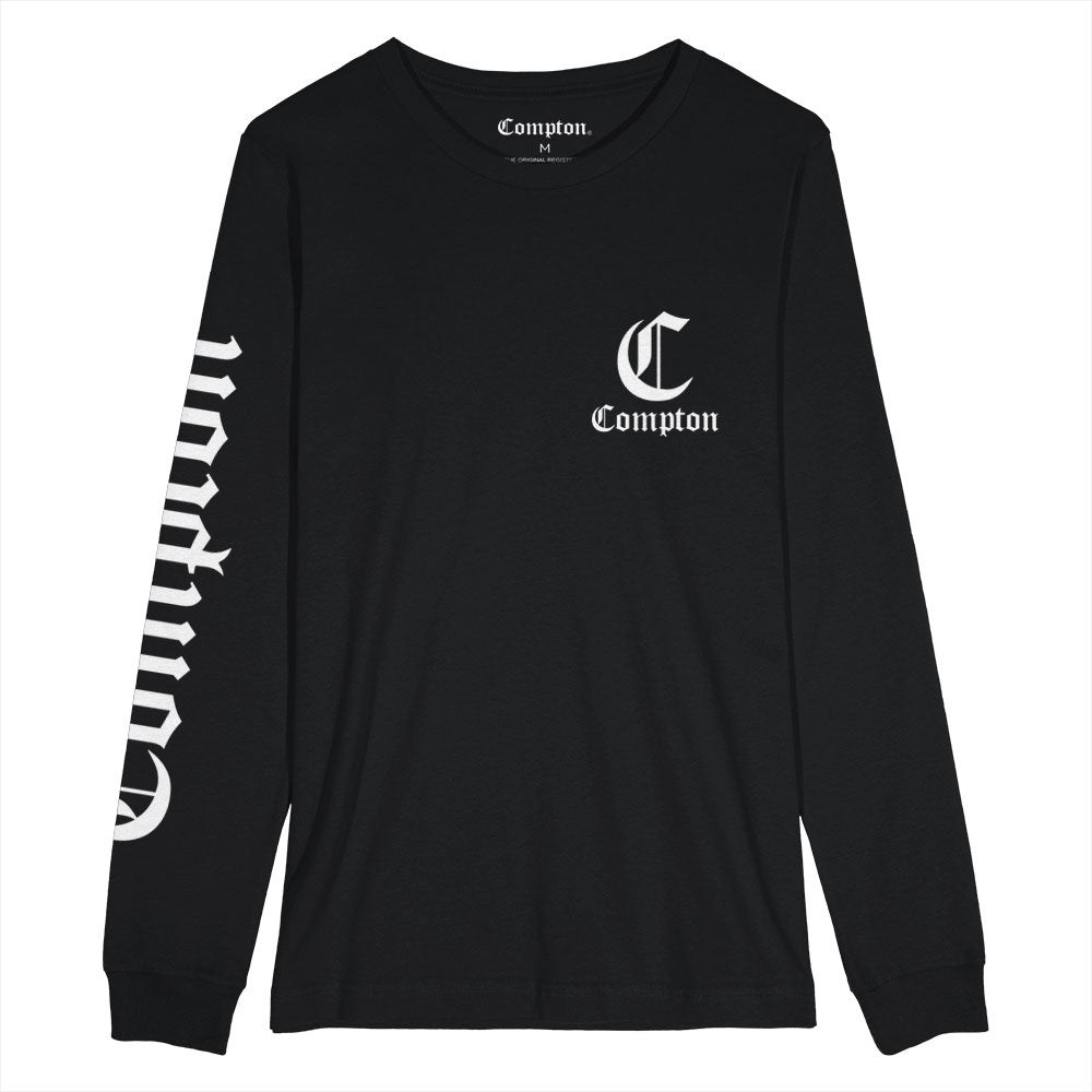 Camiseta Compton Manga Longa Logo Preta
