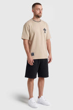 Camiseta Compton Oversized Gang Cross Bege