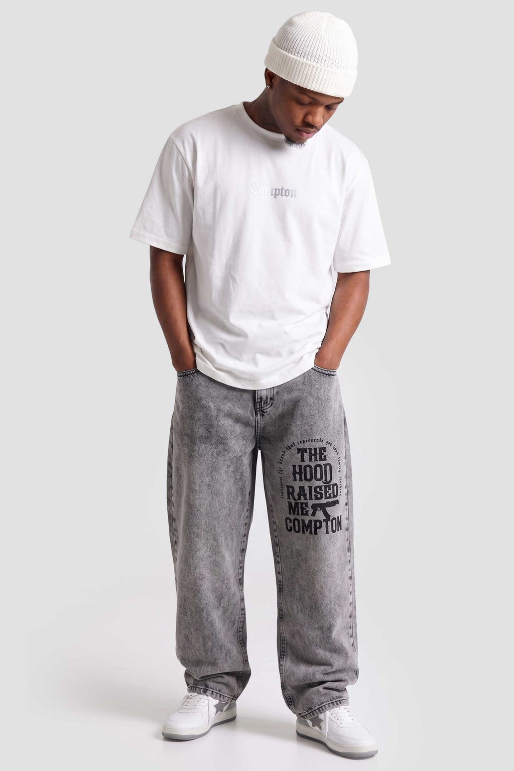 Calça Jeans Compton Hood Raised Me Marmorizada