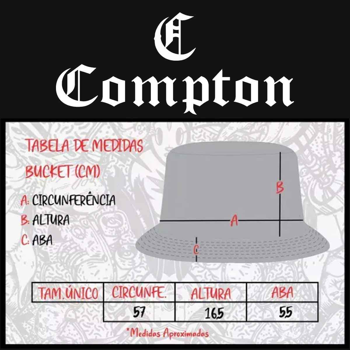 Bucket Hat Compton Dupla Face Streetwear Preto e Caqui