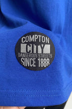 Camiseta Oversized Compton Masculina Streetwear Azul