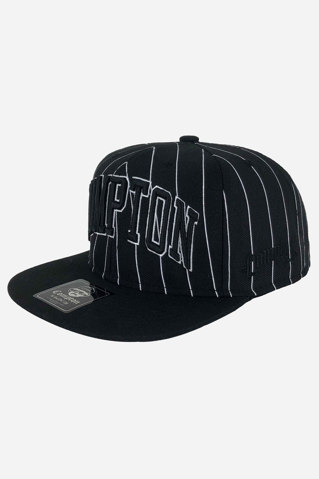 Boné Compton Aba Reta Urban Pinstripe Preto Bordado