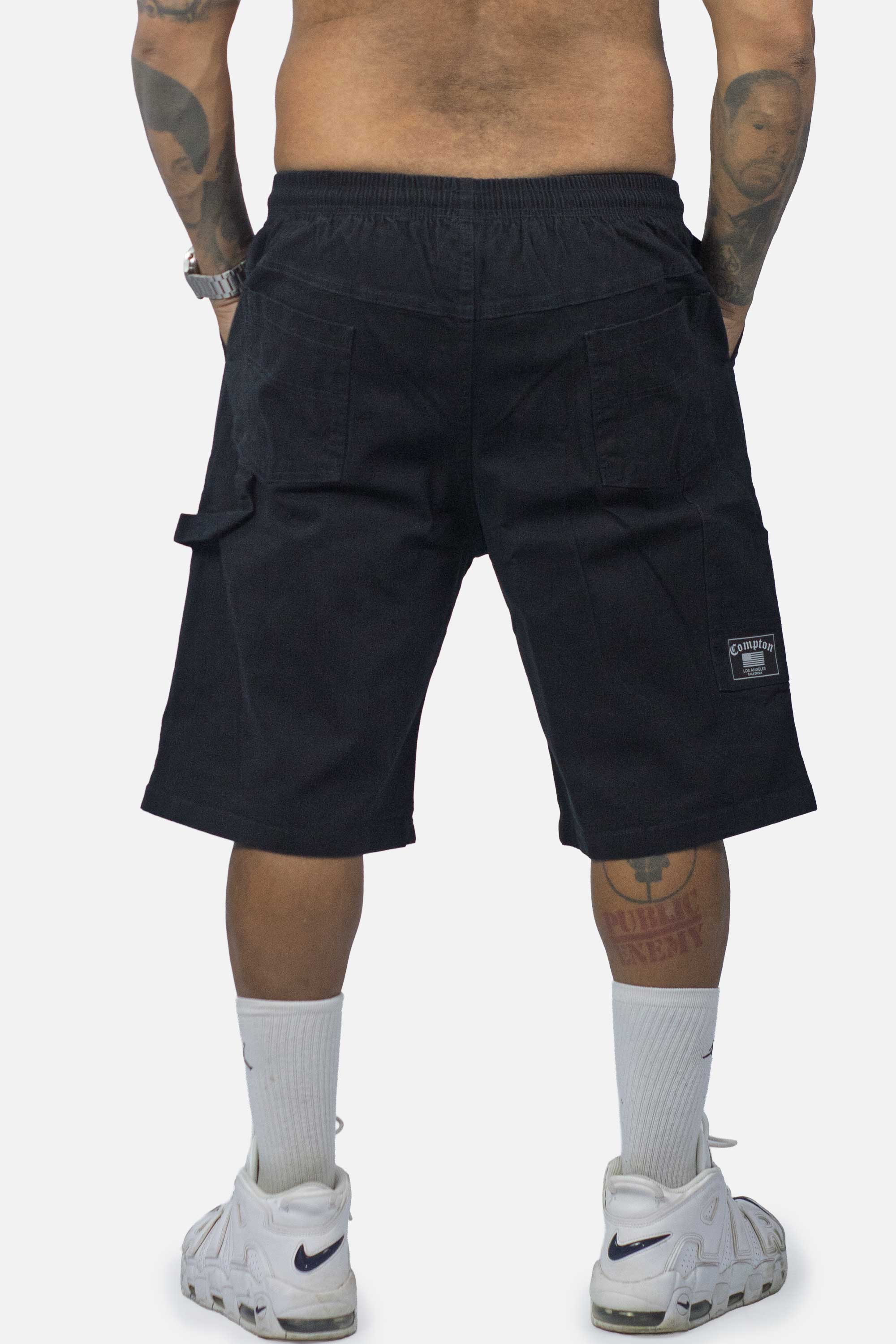 Bermuda Sarja Compton Carpinteiro Logo 3D Preta