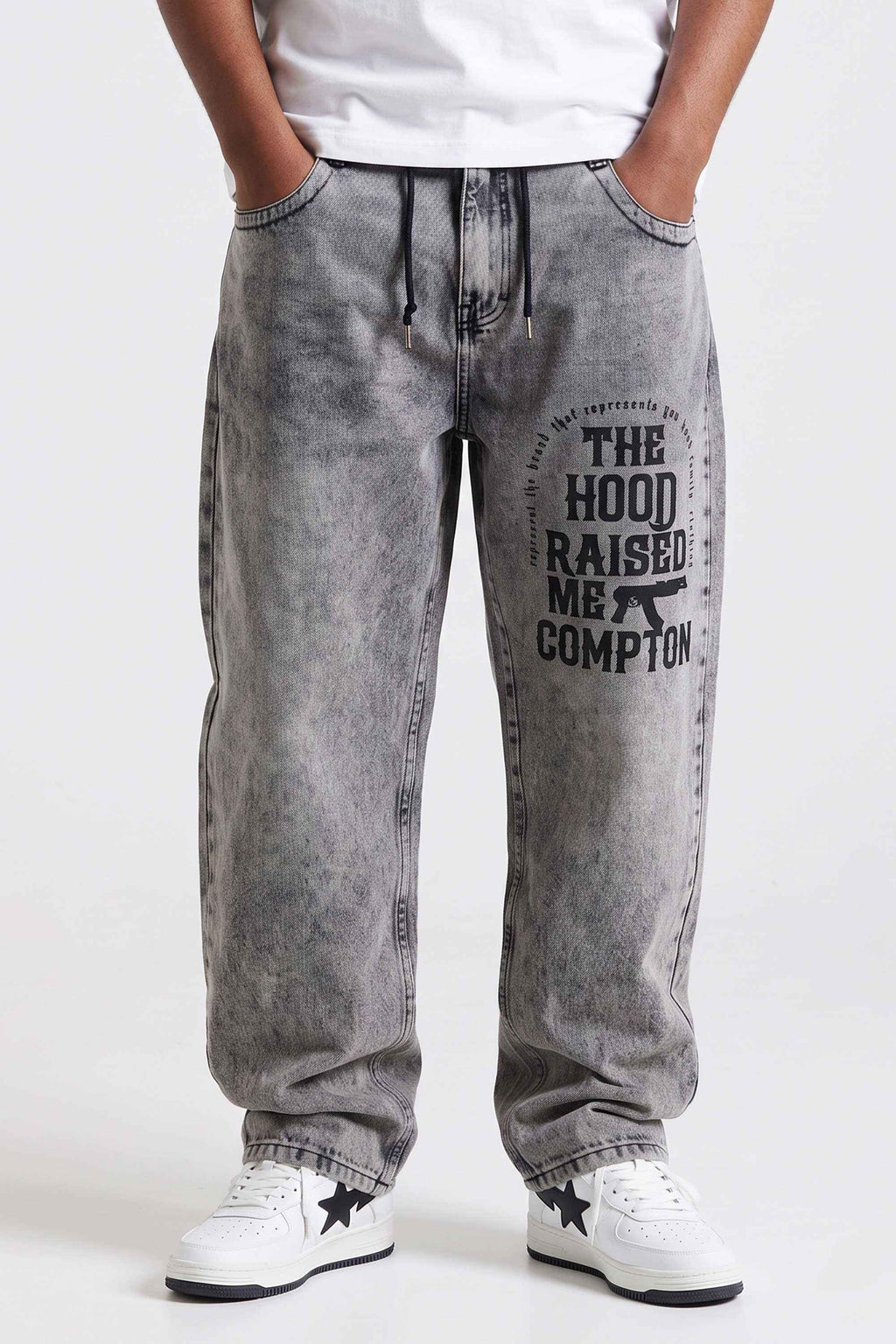 Calça Jeans Compton Hood Raised Me Marmorizada
