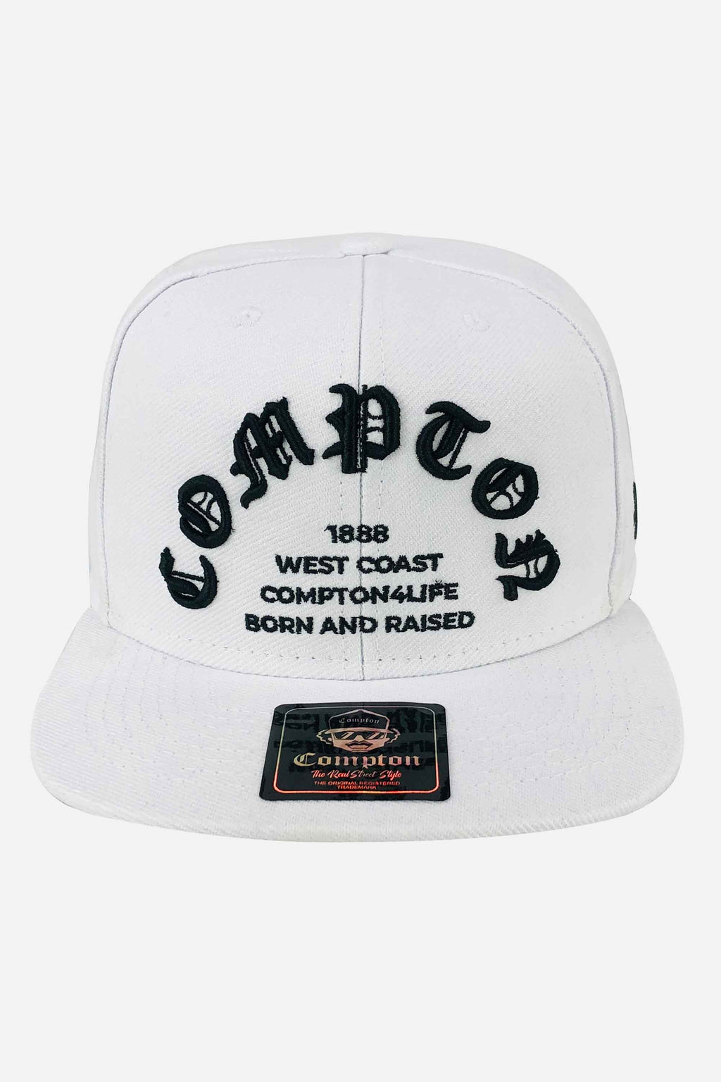Boné Compton Aba Reta Snapback Born And Raised Branco