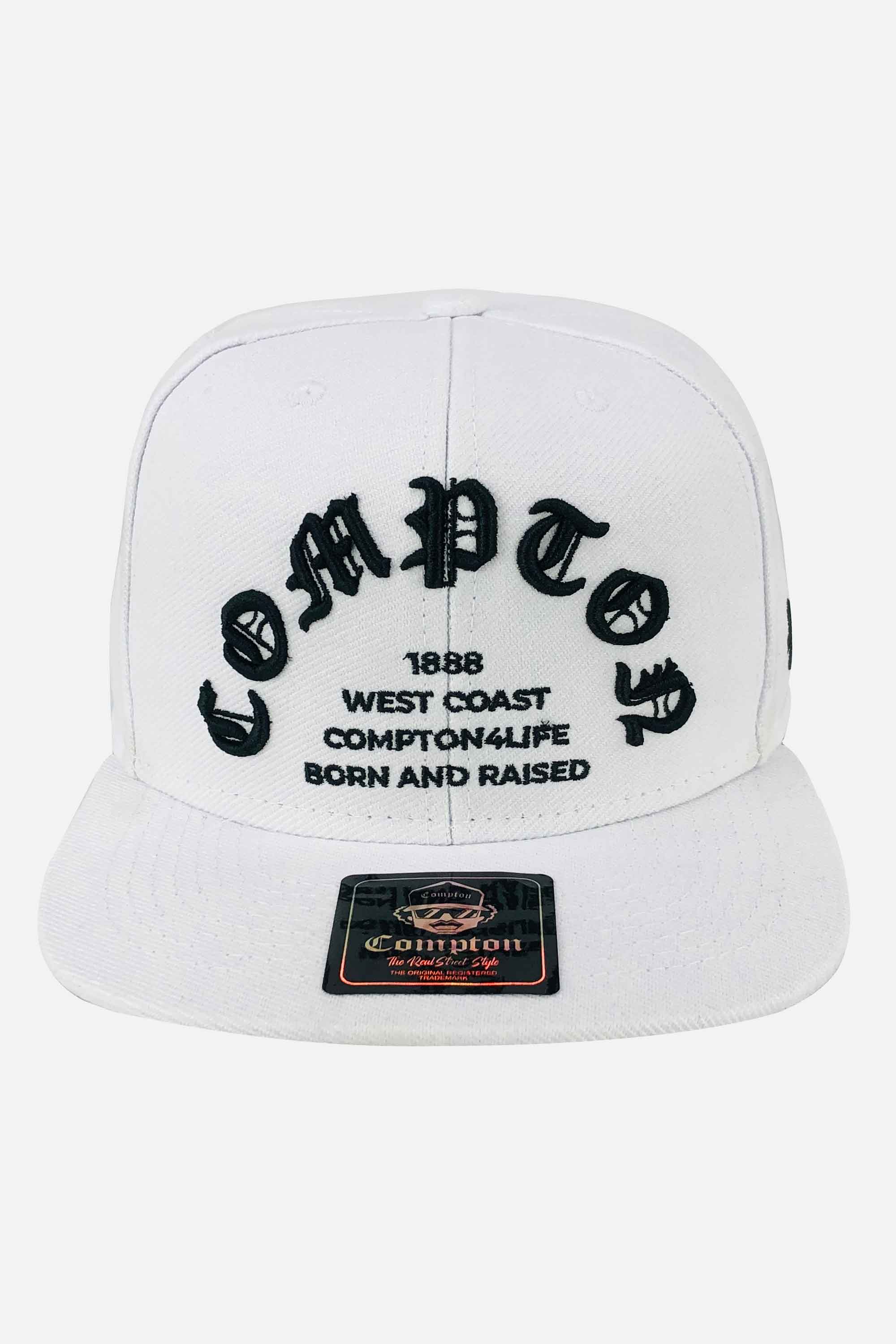 Boné Compton Aba Reta Snapback Born And Raised Branco