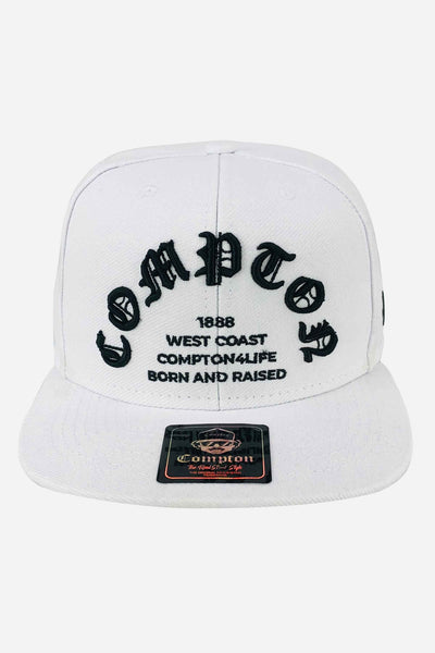 Boné Compton Aba Reta Snapback Born And Raised Branco