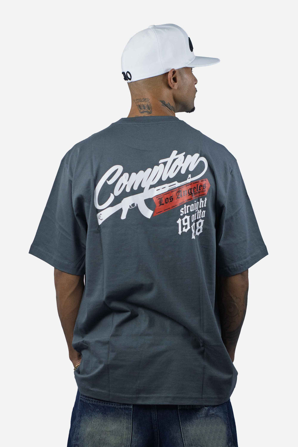 Camiseta Compton Oversized Bullet Cinza