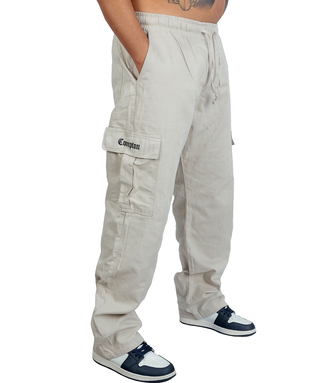Calça Cargo Compton Sarja Balão Bege