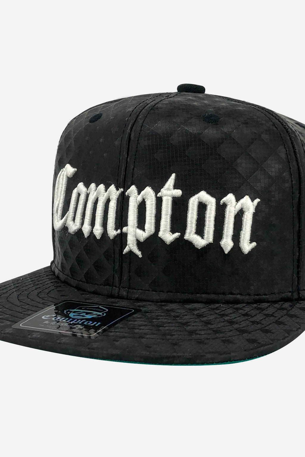 Boné Compton Aba Reta Classic Couro Preto