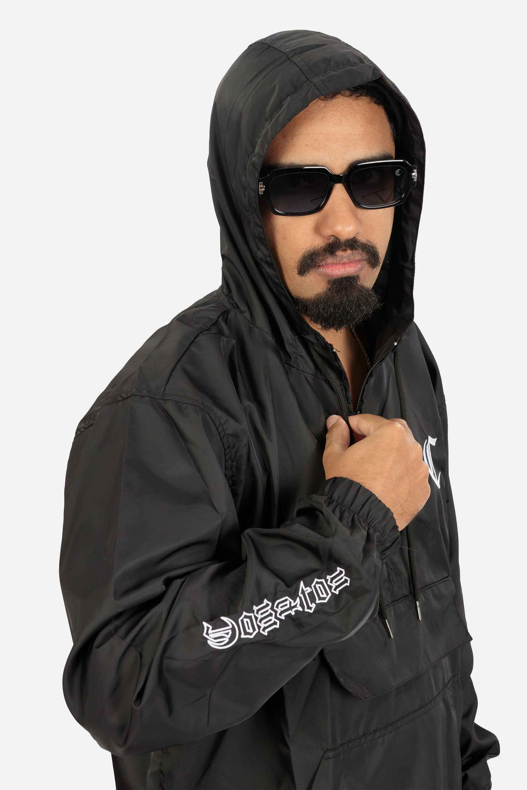 Jaqueta Compton Corta Vento Anorak Bordada Preta