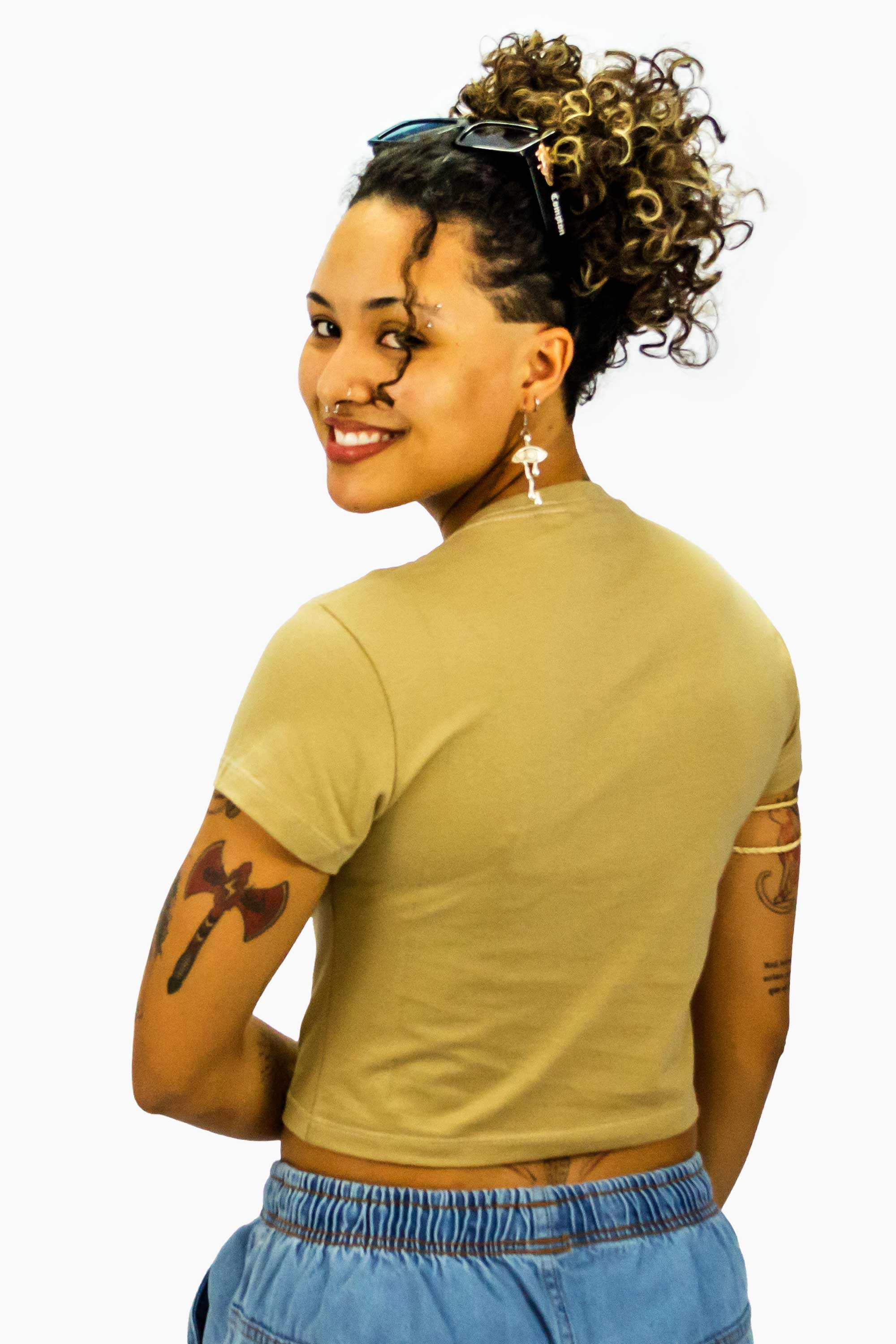 Cropped Compton Relevo 3D Caqui