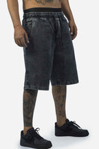 Bermuda Jeans Compton  Elástico Chanfro Marmorizada