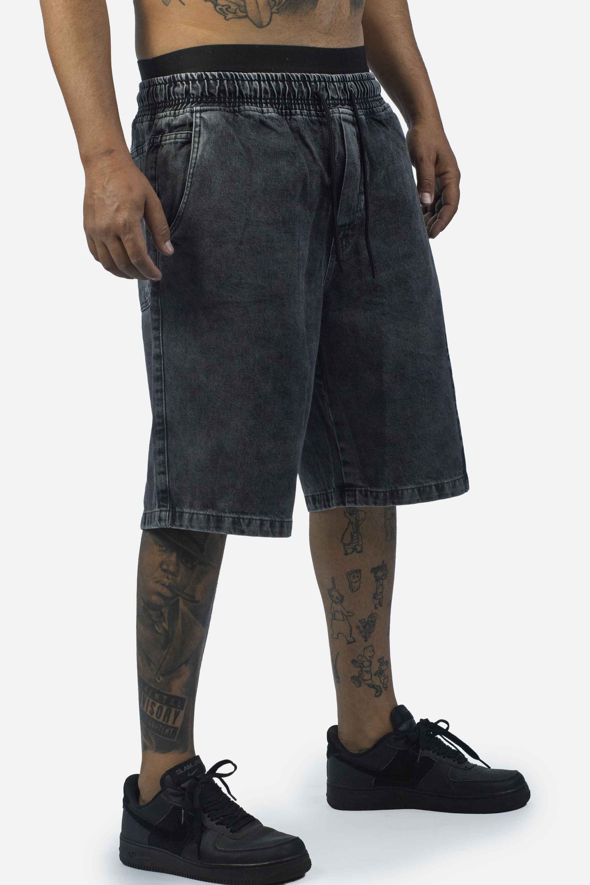 Bermuda Jeans Compton  Elástico Chanfro Marmorizada