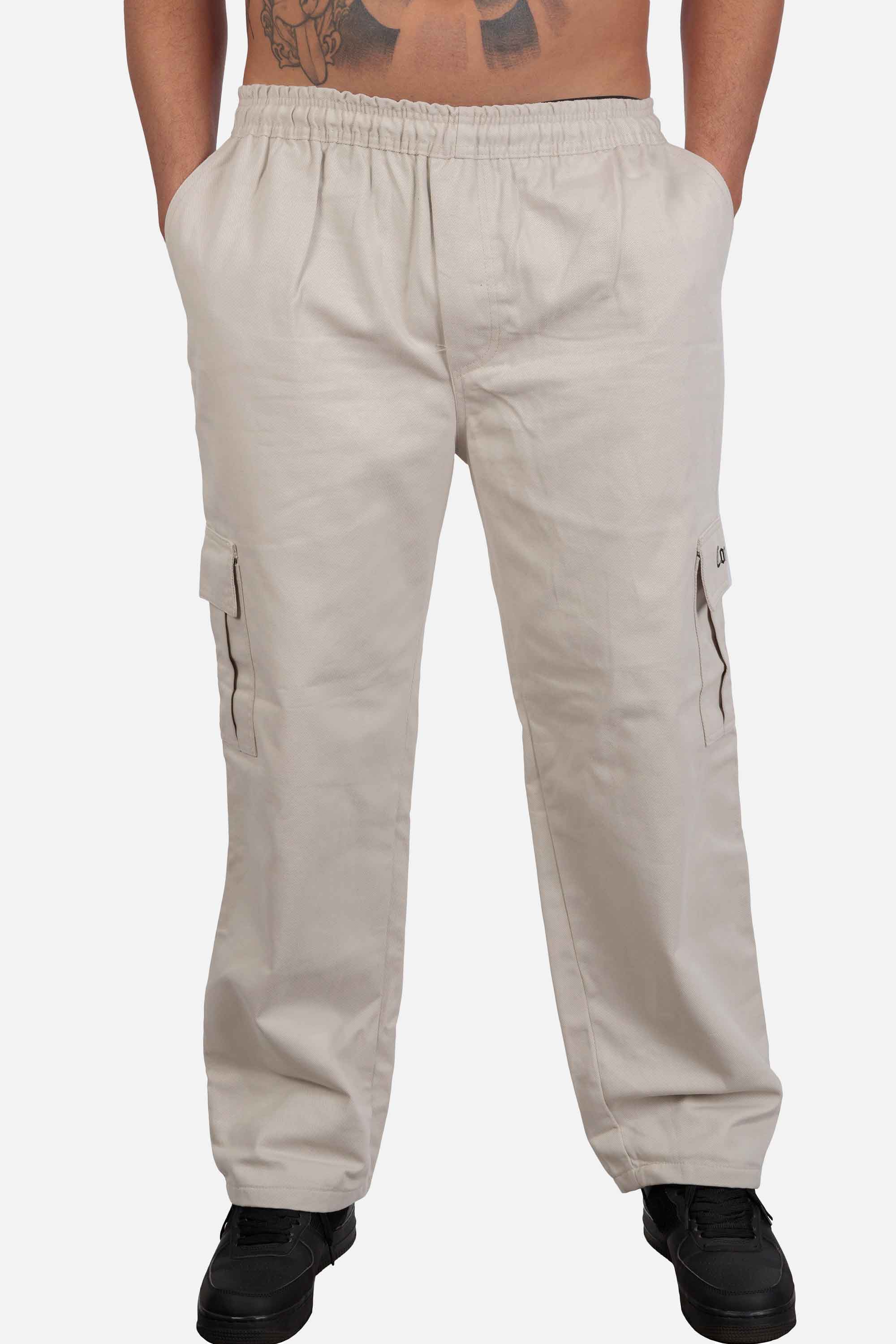 Calça Cargo Compton Sarja Pesada Reta Bege