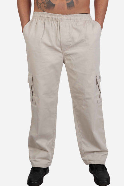 Calça Cargo Compton Sarja Pesada Reta Bege