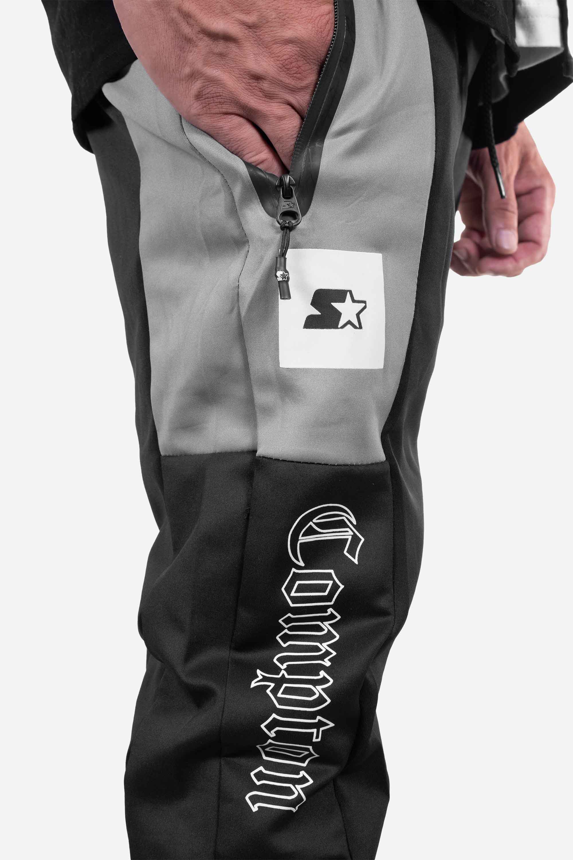 Calça Jogger Collab Starter x Compton Training Sintética - Preta com Recortes Cinza