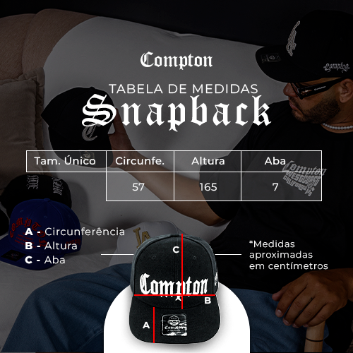 Boné Compton Aba Reta Snapback Classic Azul Marinho
