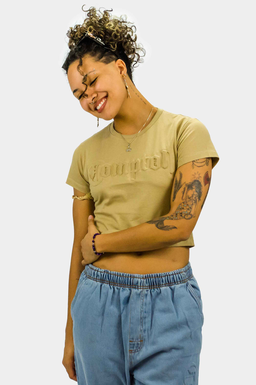 Cropped Compton Relevo 3D Caqui