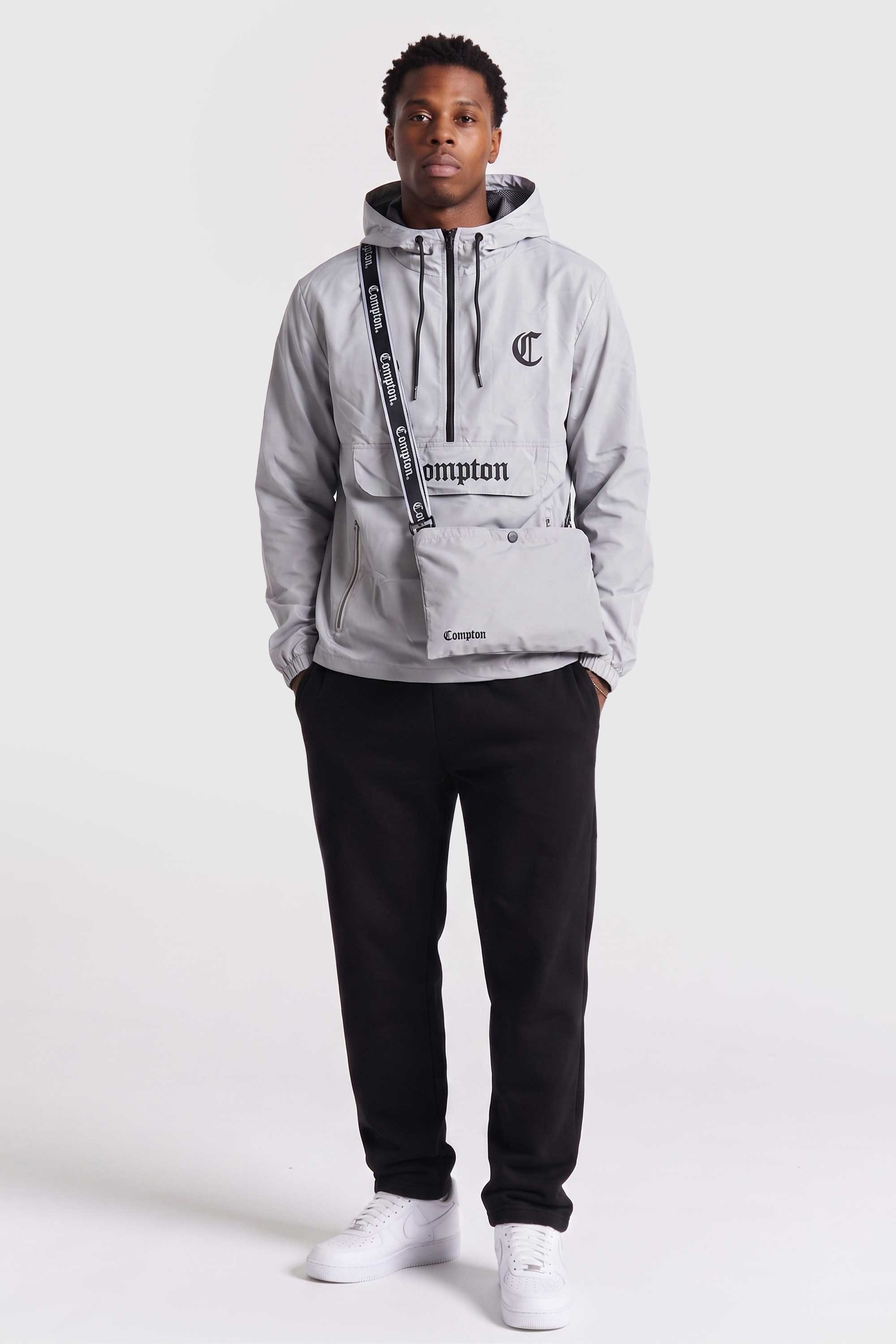 Jaqueta Compton Corta Vento Anorak Vira Bolsa Cinza