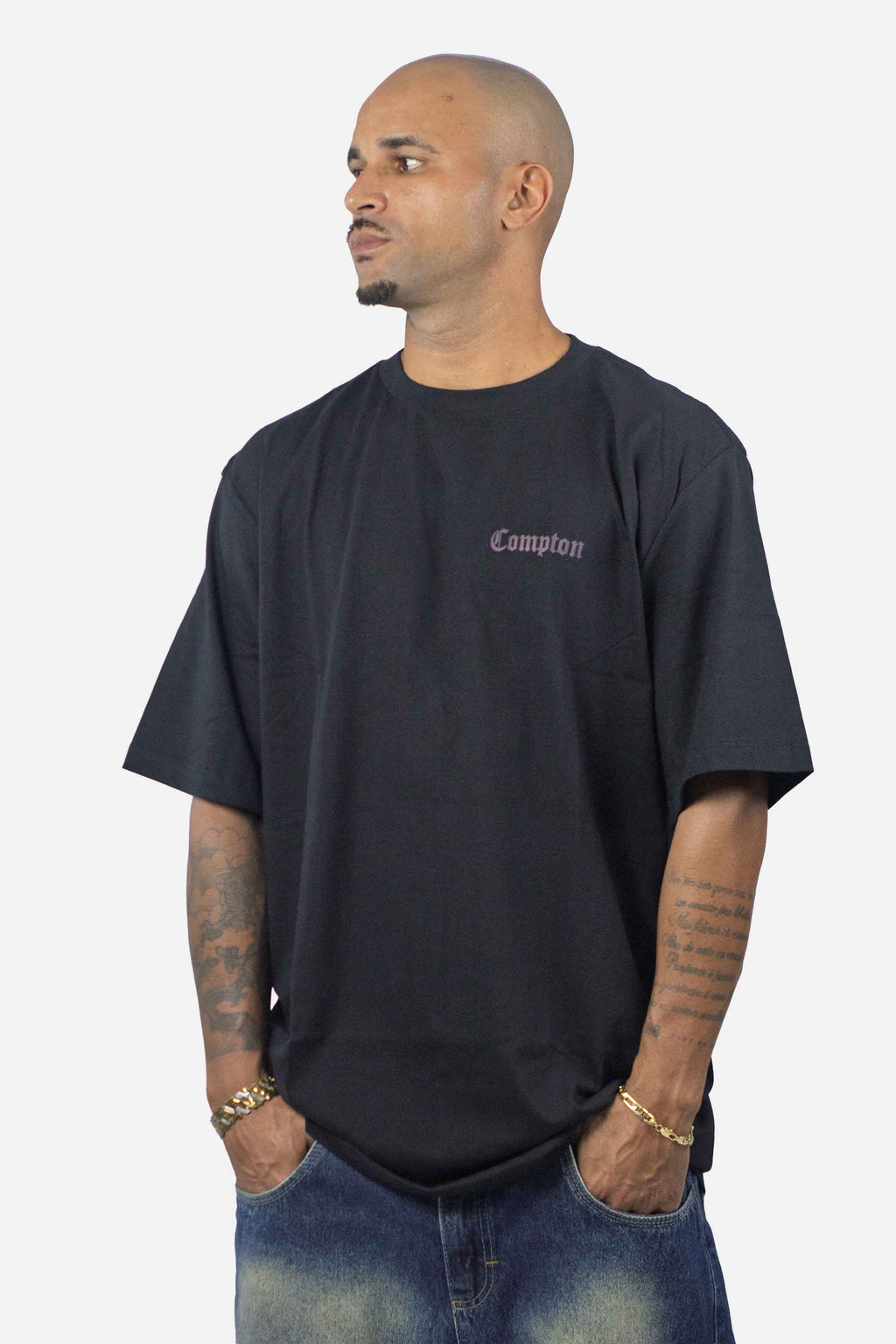 Camiseta Compton Oversized Refletiva Luminous Preta