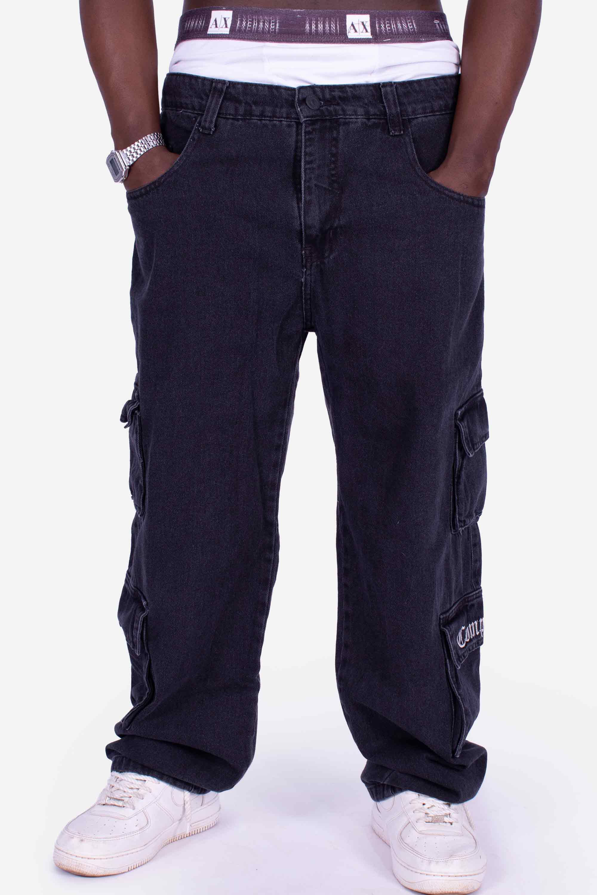 Calça Jeans Cargo Compton Black Four Pocket