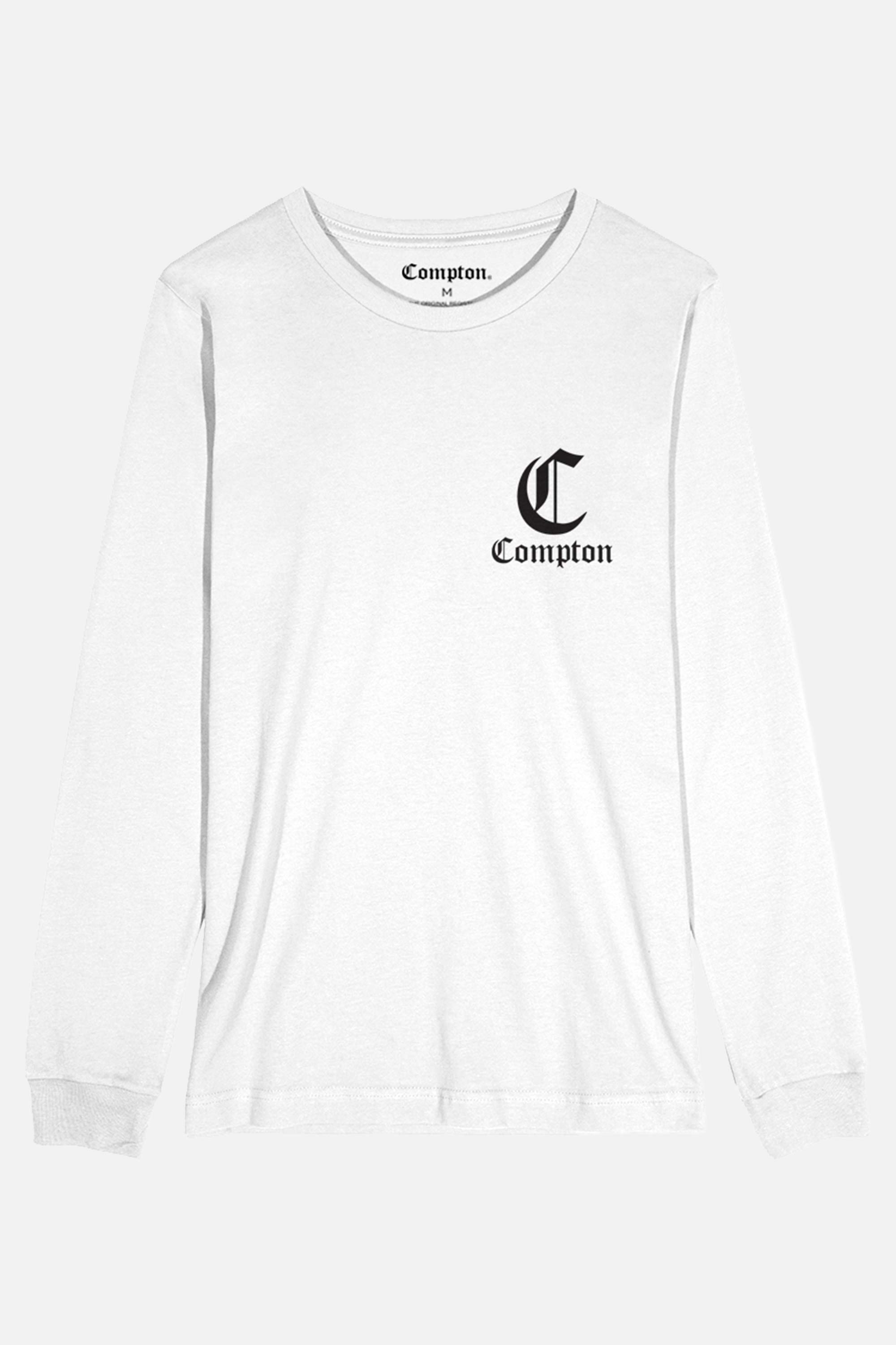 Camiseta Compton Manga Longa Logo Branca