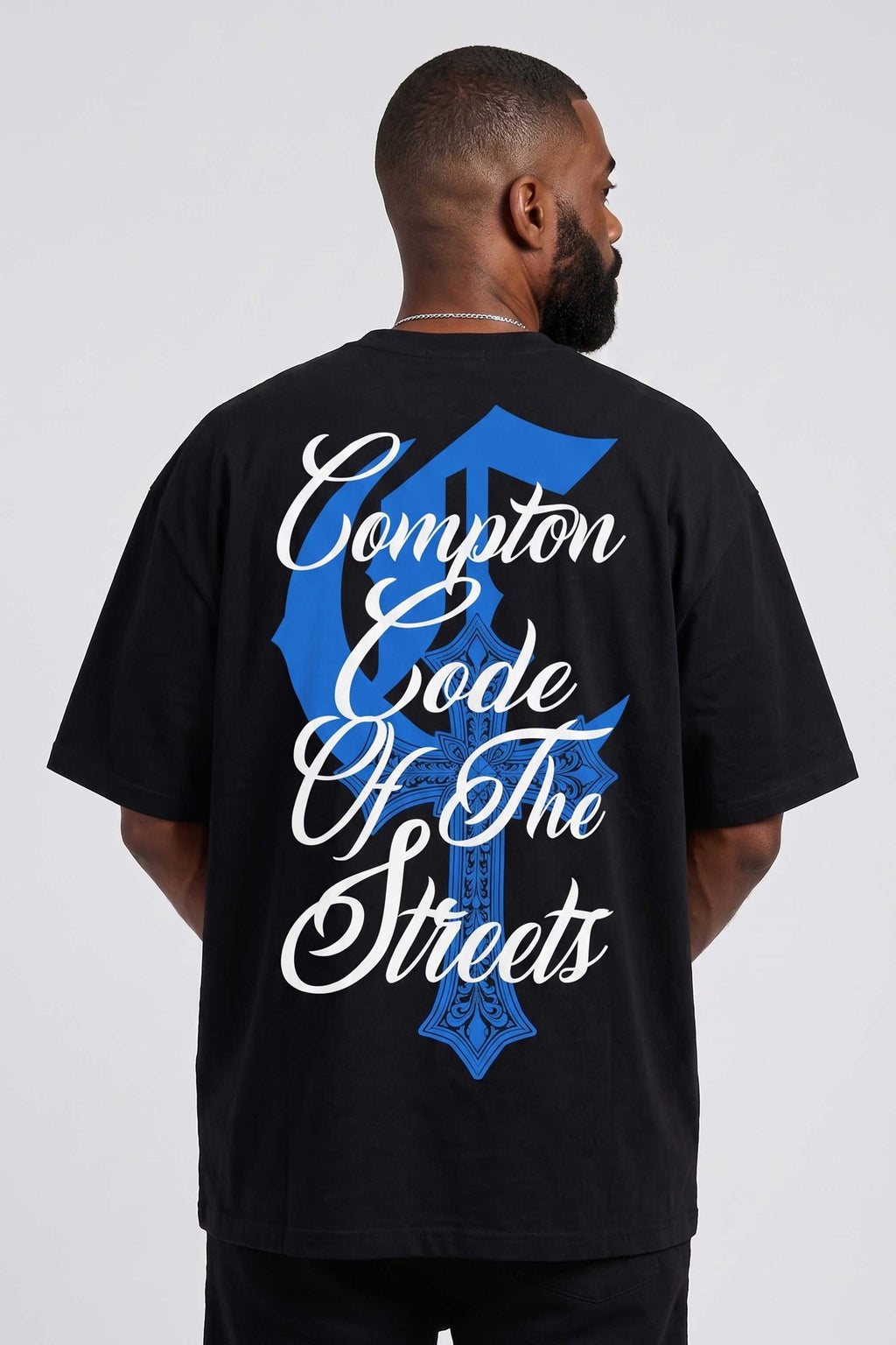 Camiseta Compton Oversized Code Of The Streets - Preto