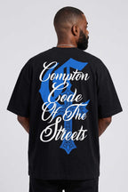 Camiseta Compton Oversized Code Of The Streets - Preto