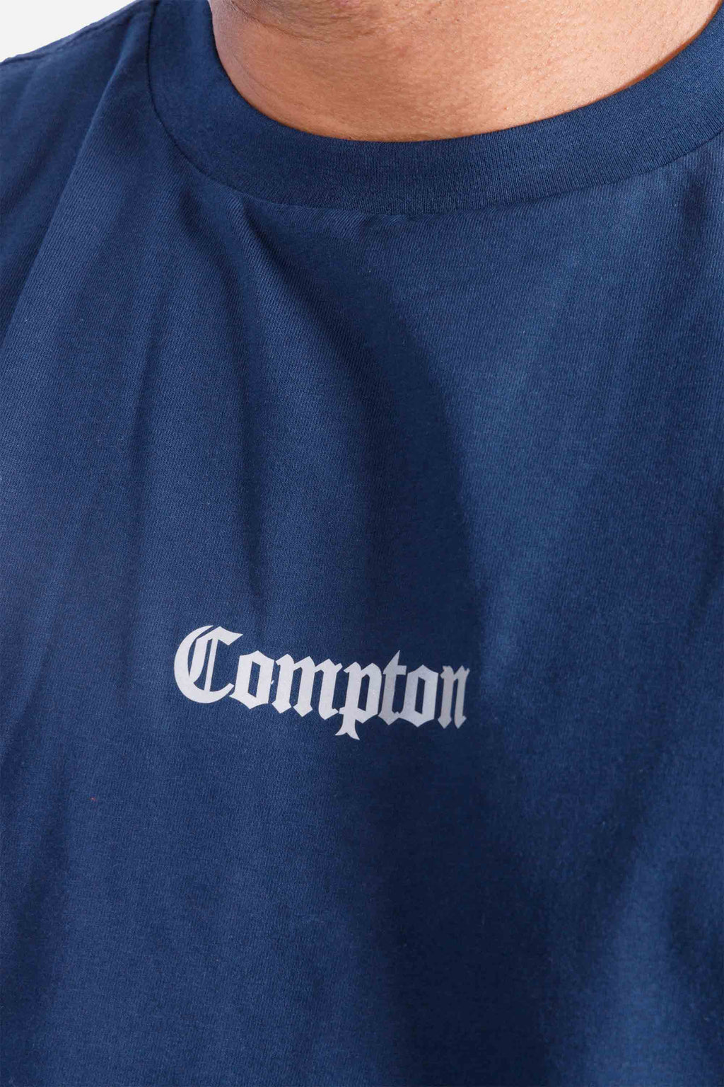 Camiseta Compton Oversized Logo Refletivo Marinho