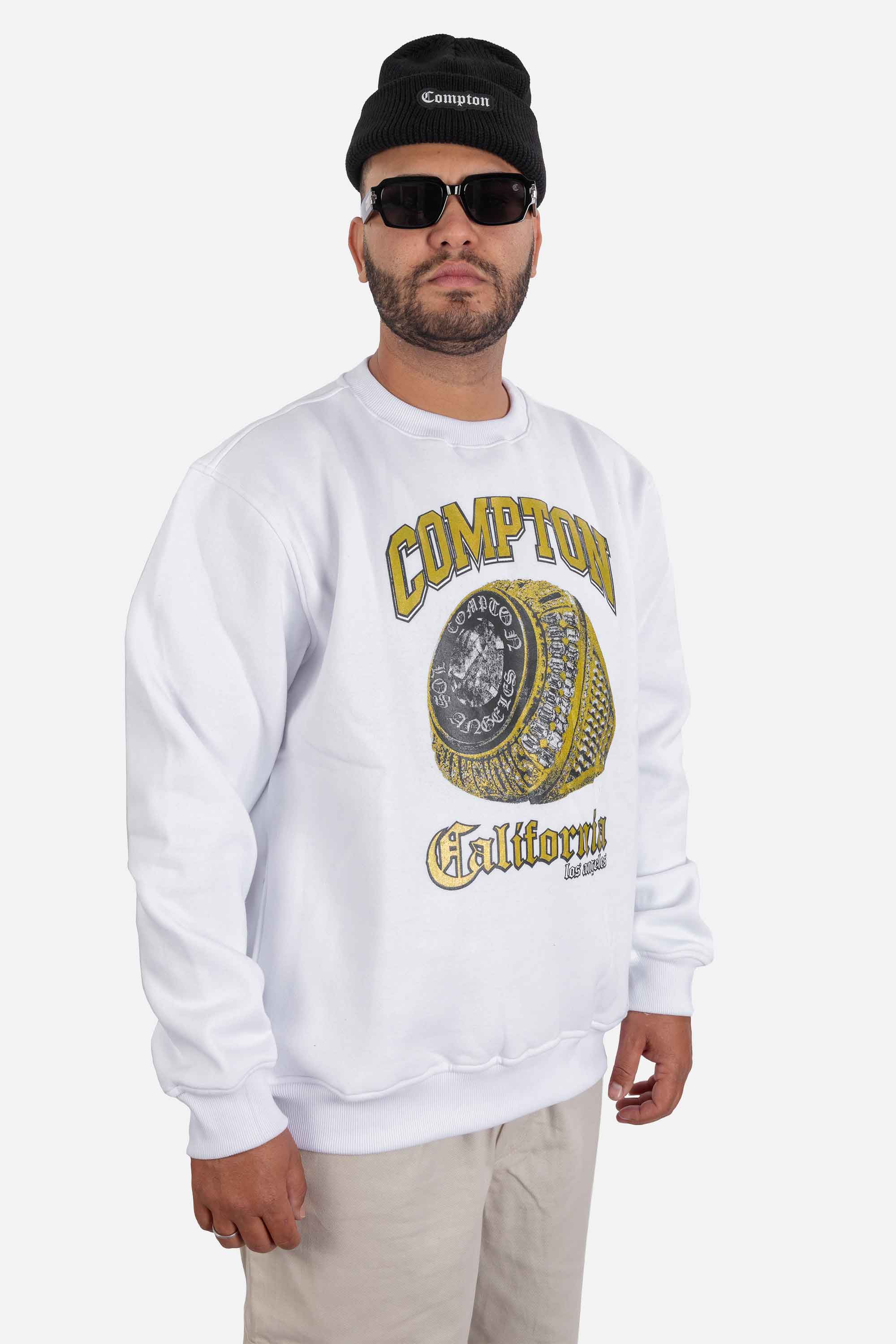 Moletom Compton Careca Champion Ring Branco