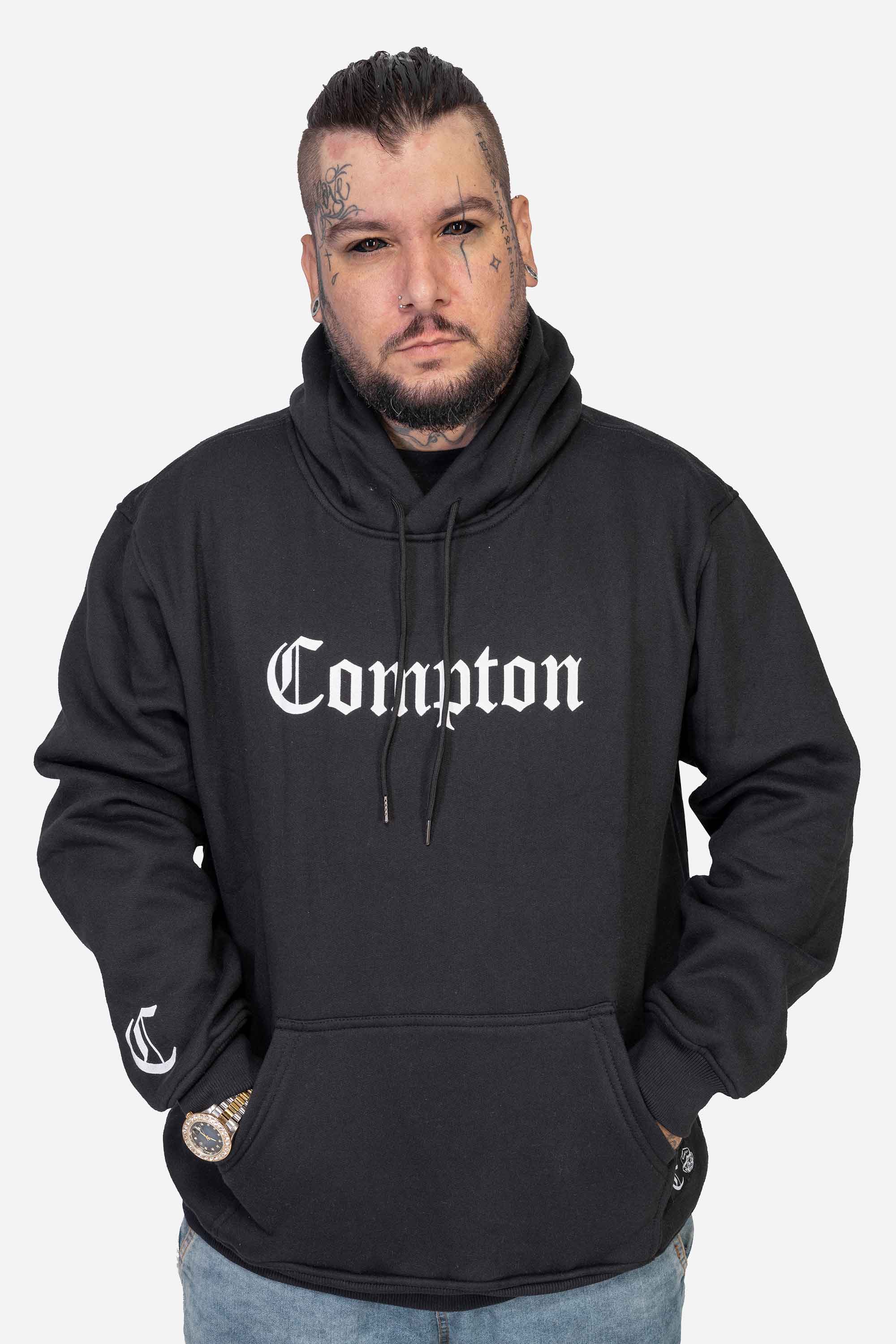 Moletom Compton Canguru Classic Plus Preto