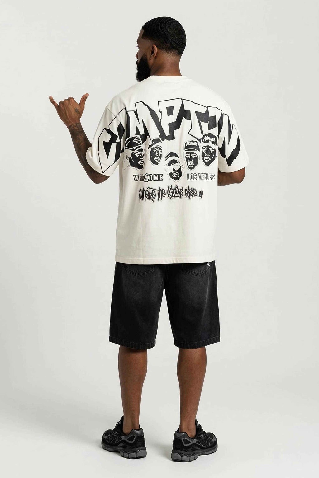 Camiseta Compton Oversized N.W.A. Faces - Off White