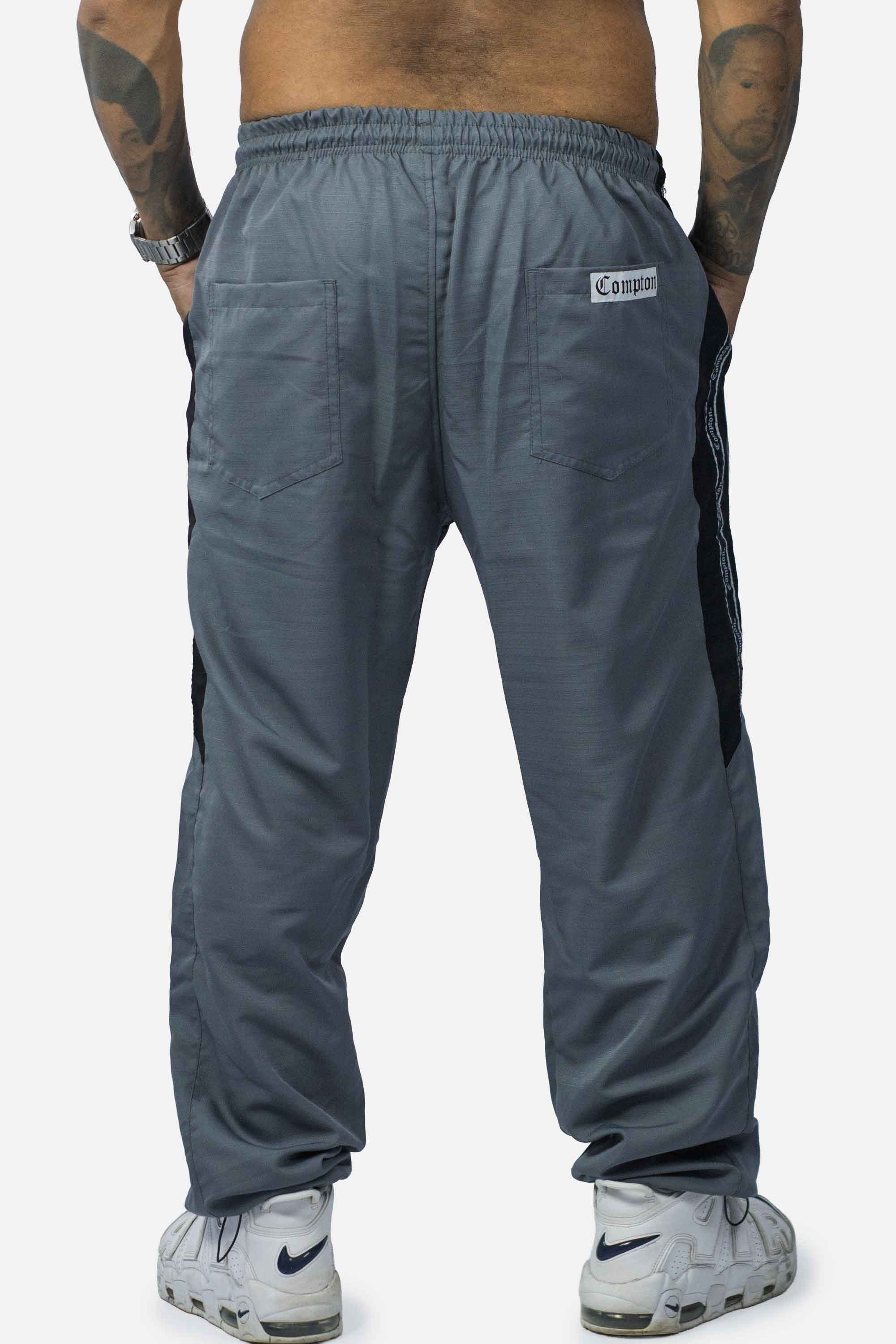 Calça Compton Tactel Faixa Galão Cinza