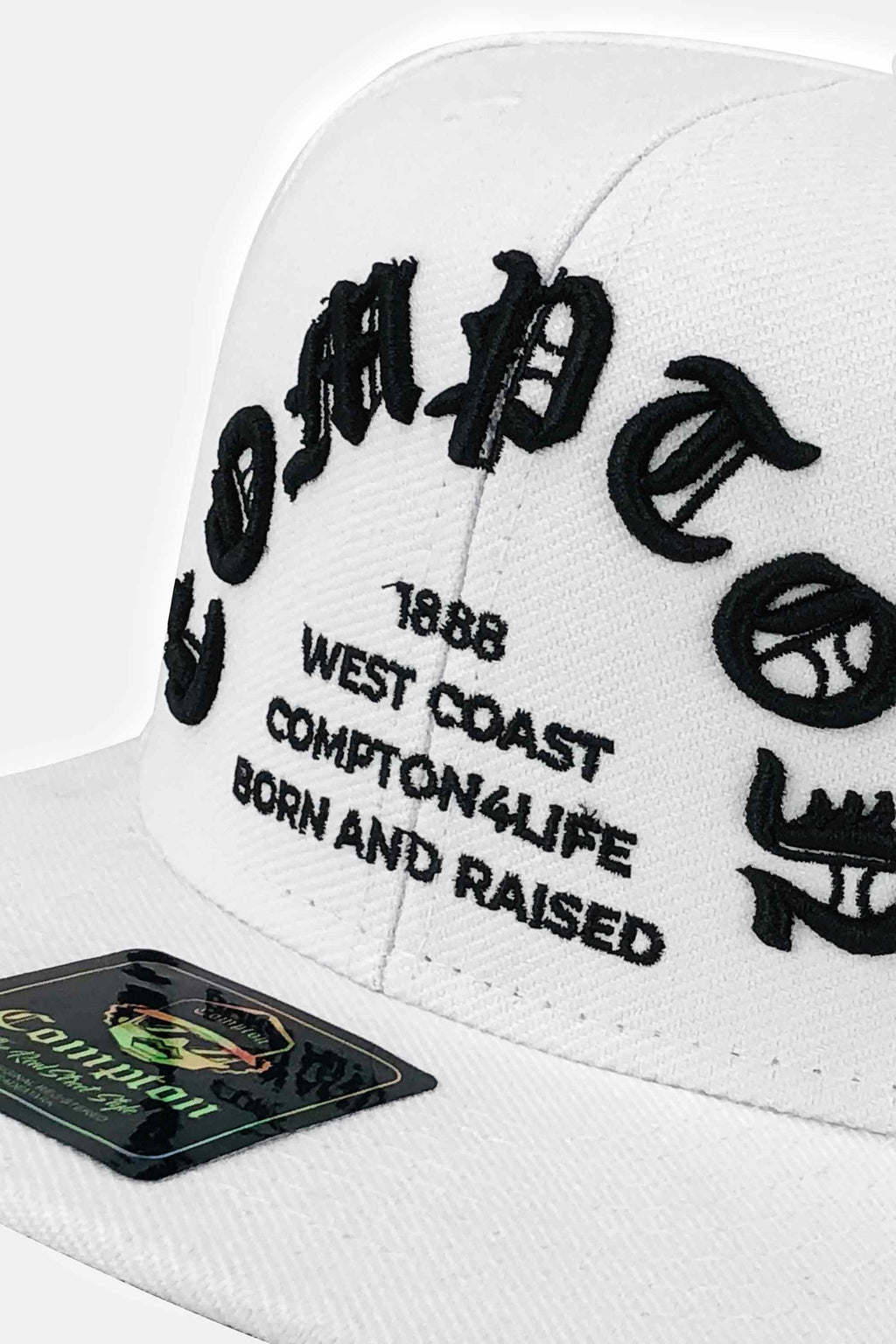 Boné Compton Aba Reta Snapback Born And Raised Branco