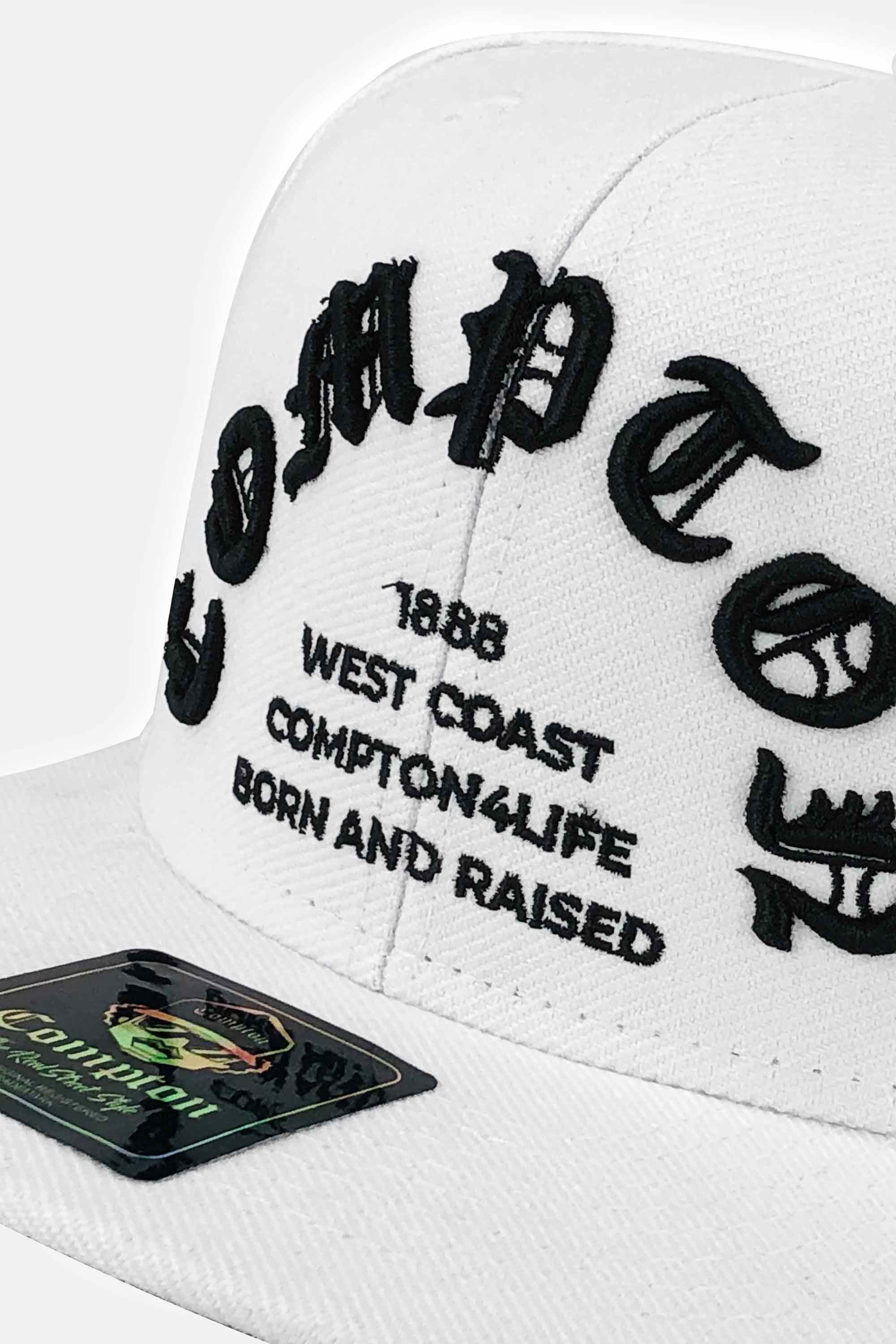 Boné Compton Aba Reta Snapback Born And Raised Branco