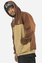 Moletom Compton Canguru Bicolor Bordado Marrom E Caqui