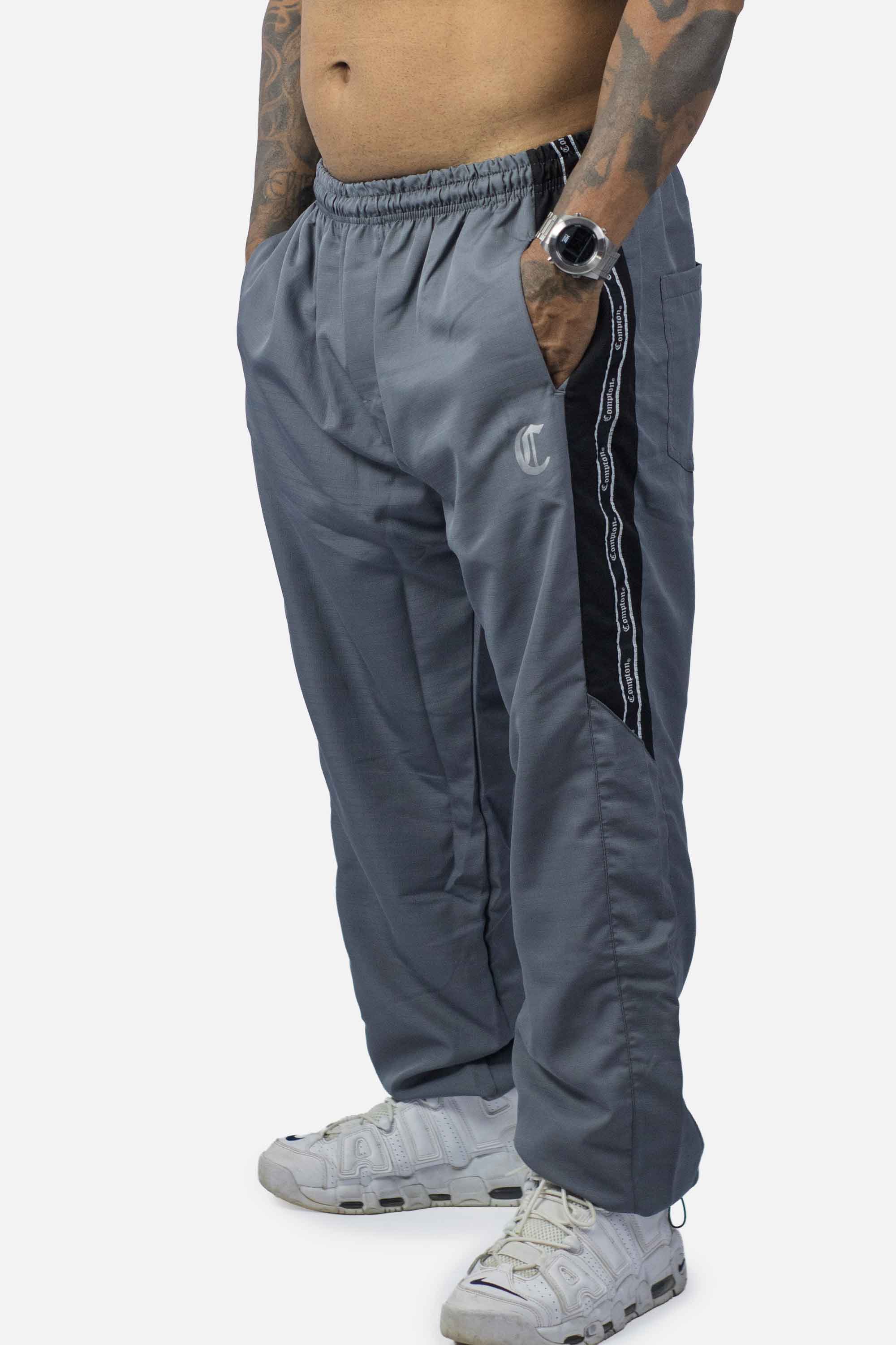 Calça Compton Tactel Faixa Galão Cinza