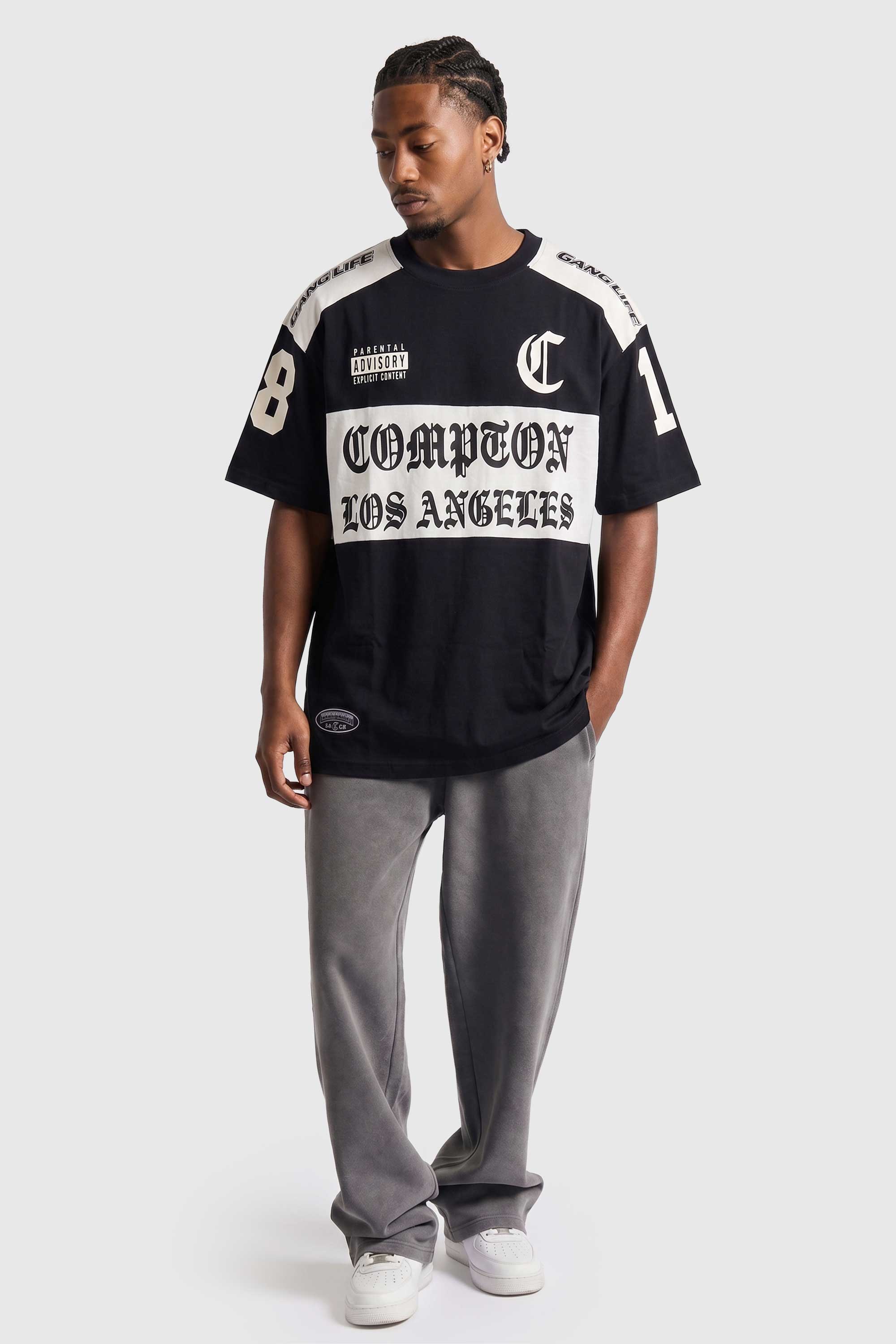 Camiseta Oversized Compton Gang Life - Preta