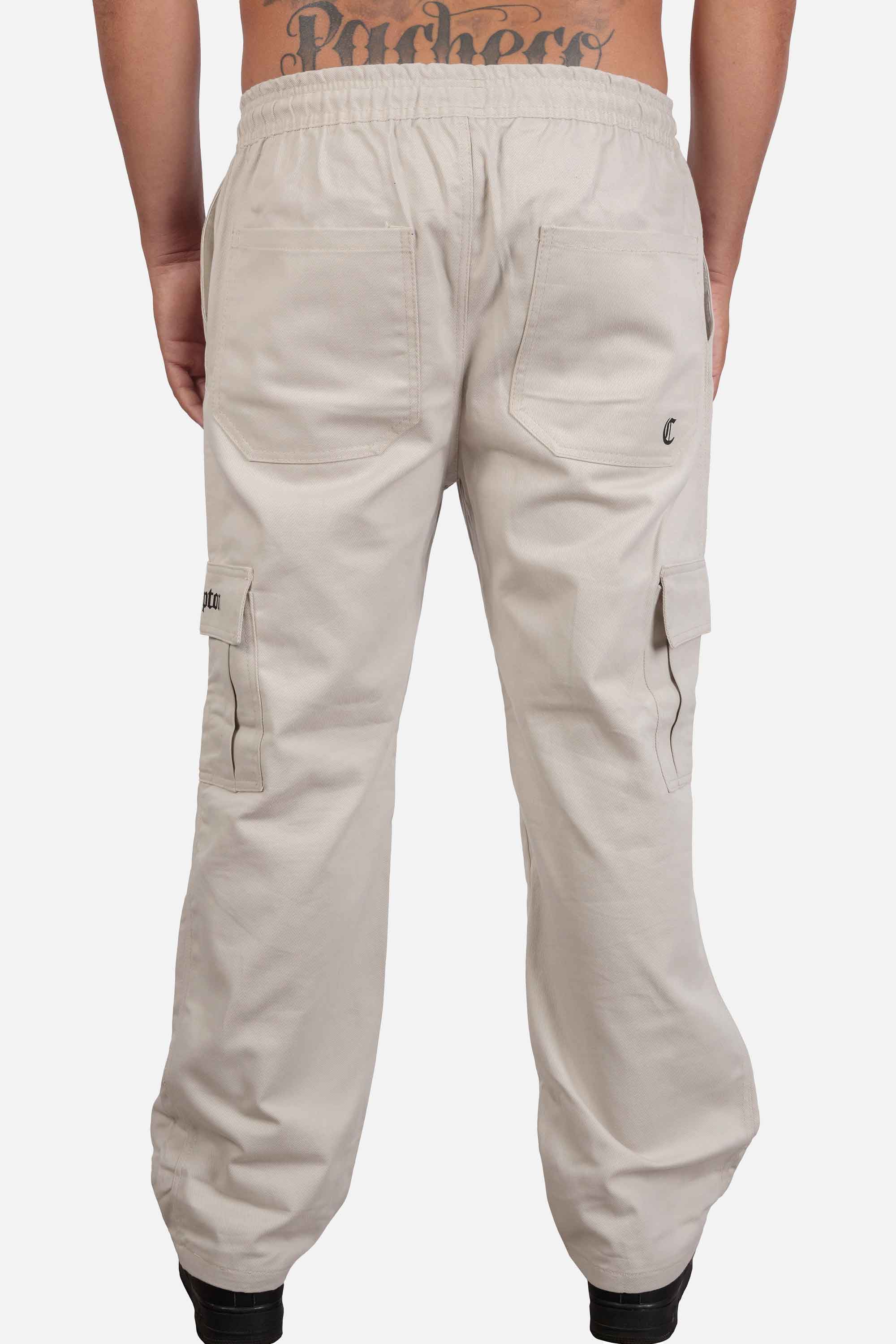 Calça Cargo Compton Sarja Pesada Reta Bege
