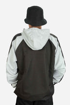 Jaqueta Compton Corta Vento Raglan Preto e Cinza