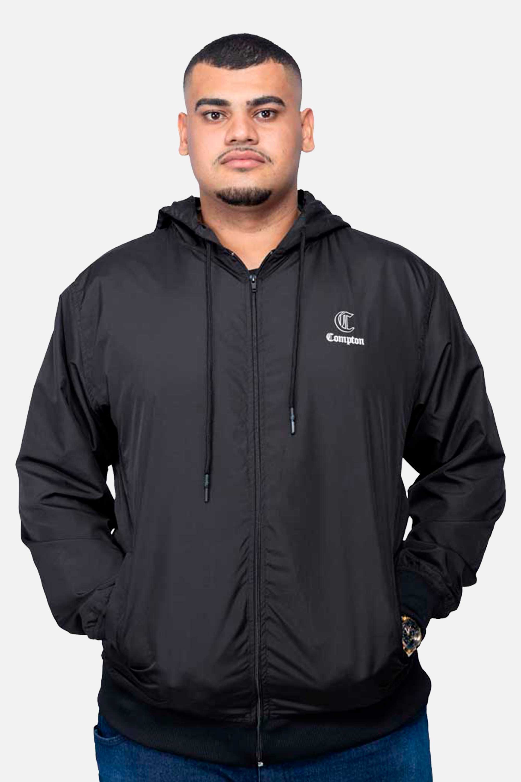 Jaqueta Compton Corta Vento Ziper Extra Preta